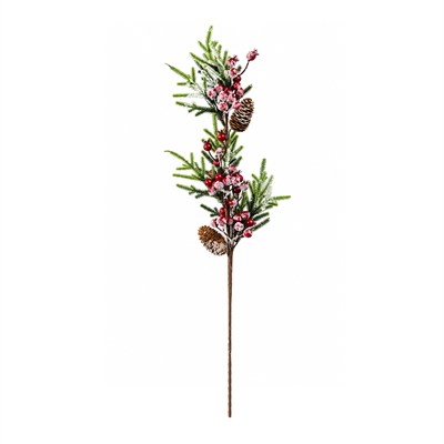 Yılbaşı Süsü Pike Dal Berry Tırtıklı Karlı Kırmızı Yeşil 65 cm