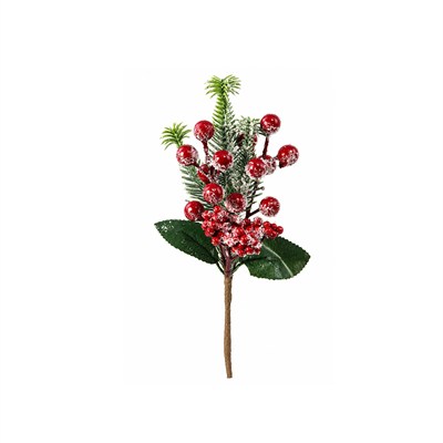 Yılbaşı Süsü Pike Dal Karlı Mix Kırmızı 25 cm