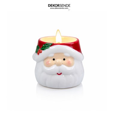 Yılbaşı Süsü Pilli Mum Noel Baba Beyaz 10 cm