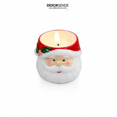 Yılbaşı Pilli Mum Noel Baba Beyaz 10 cm