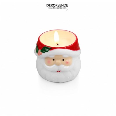 Yılbaşı Süsü Pilli Mum Noel Baba Beyaz 10 cm