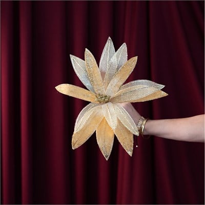 Yılbaşı Süsü Ponsetya Papatya Model Altın 45 cm