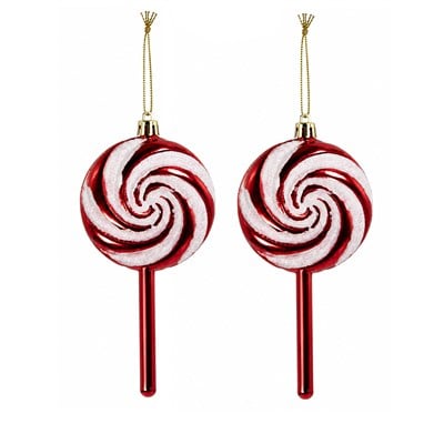 Yılbaşı Süsü Şeker Lolipop 2li Kırmızı Beyaz 14 cm