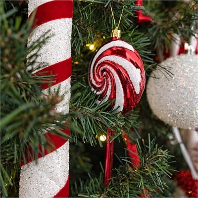 Yılbaşı Süsü Şeker Lolipop 2li Kırmızı Beyaz 14 cm