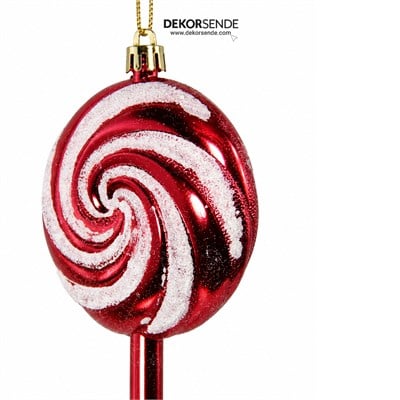 Yılbaşı Süsü Şeker Lolipop 2li Kırmızı Beyaz 14 cm