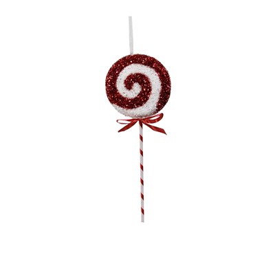 Yılbaşı Süsü Şeker Lolipop Dal Simli Dönence Kırmızı Beyaz 40 cm