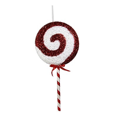 Yılbaşı Süsü Şeker Lolipop Dal Simli Dönence Kırmızı Beyaz 54 cm