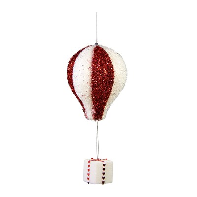 Yılbaşı Süsü Zeplin Simli Balon Kırmızı Beyaz 30 cm