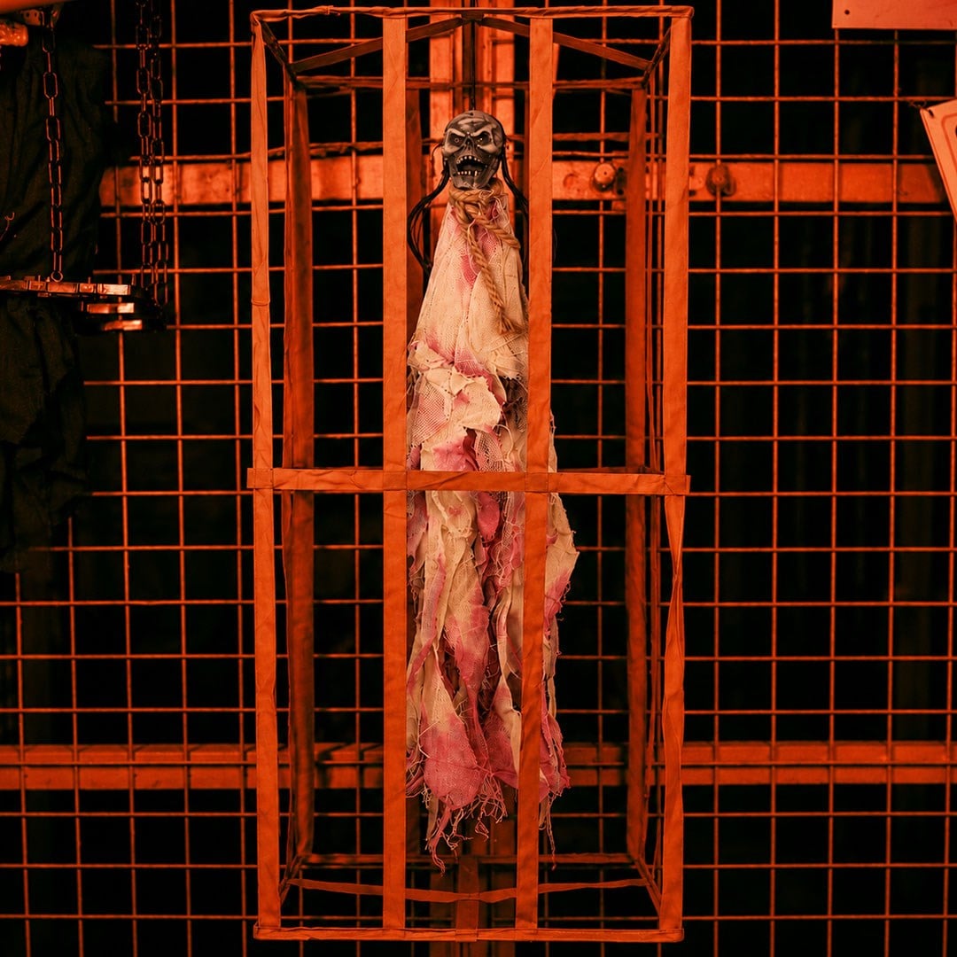 Cadılar Bayramı Hapsedilmiş Asılabilir Uzun İskelet Pembe 90 cm - Kategorisiz