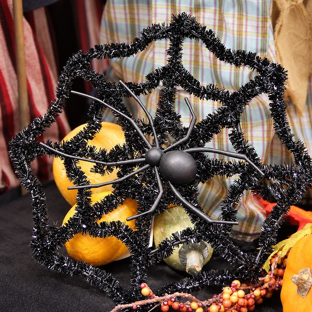 Cadılar Bayramı Simli Örümcek Ağı Siyah 30 cm - Halloween
