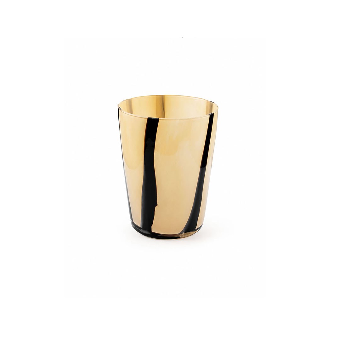 Cam Mumluk Siyah Desen Bej 22 cm - Kategorisiz