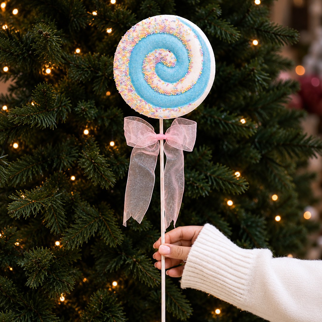 Işıltılı Yılbaşı Lolipop Süs Mint Yeşili 40 cm