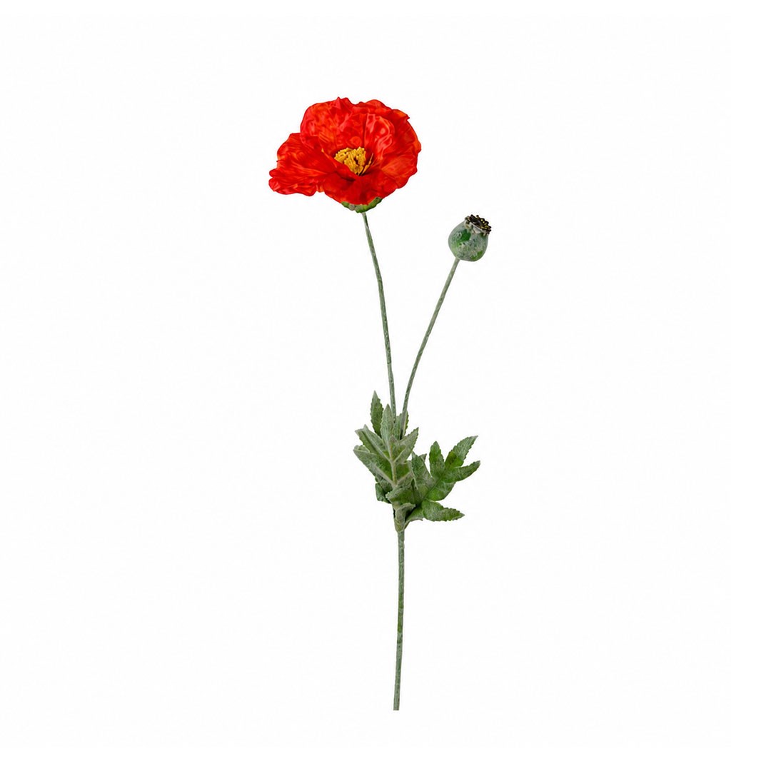 Yapay Anemon (Gelincik) Çiçeği Dal Kırmızı 60 cm - Yapay Çiçek Dalları ve Demetleri