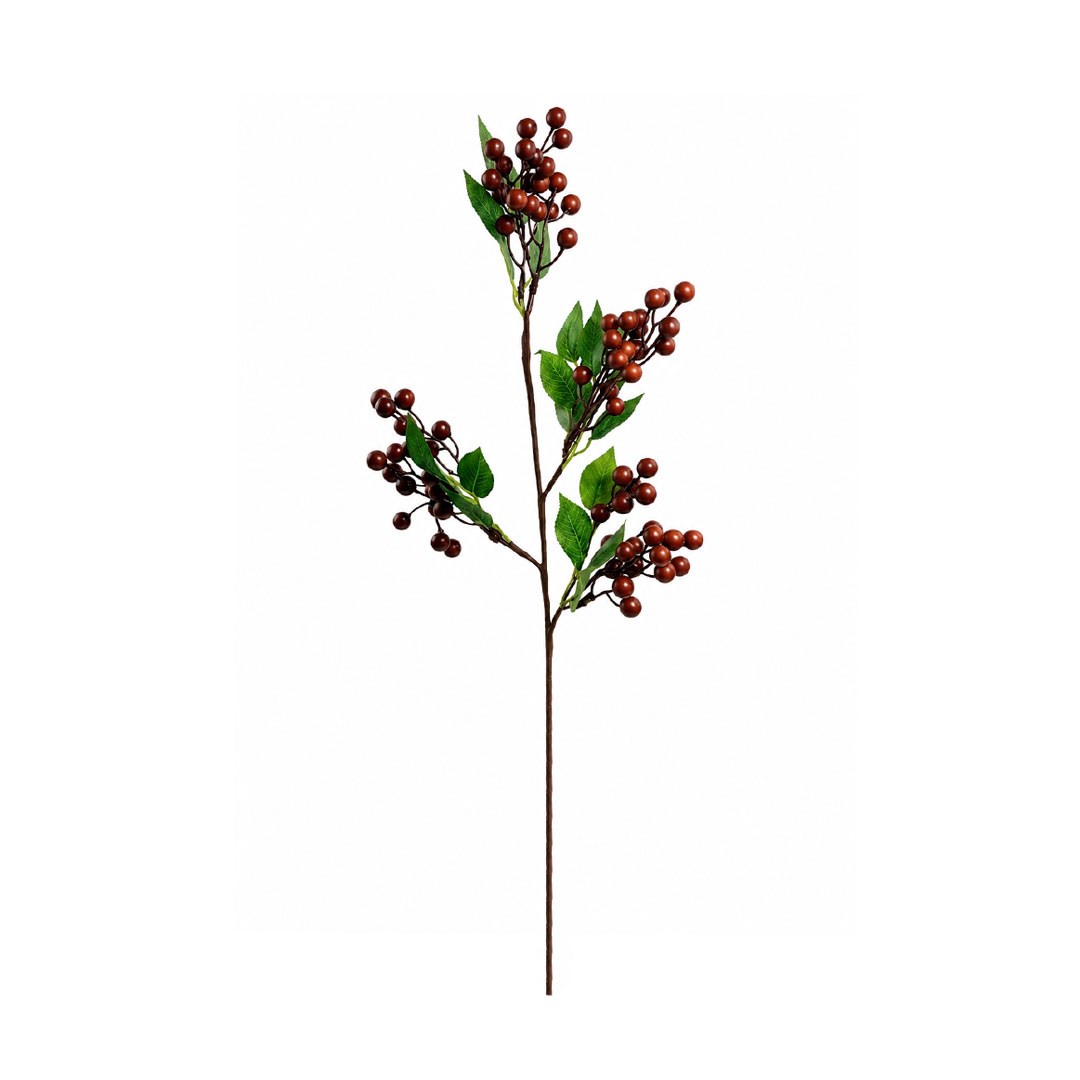 Yapay Berry Dal Yapraklı Kahverengi 65 cm - Halloween