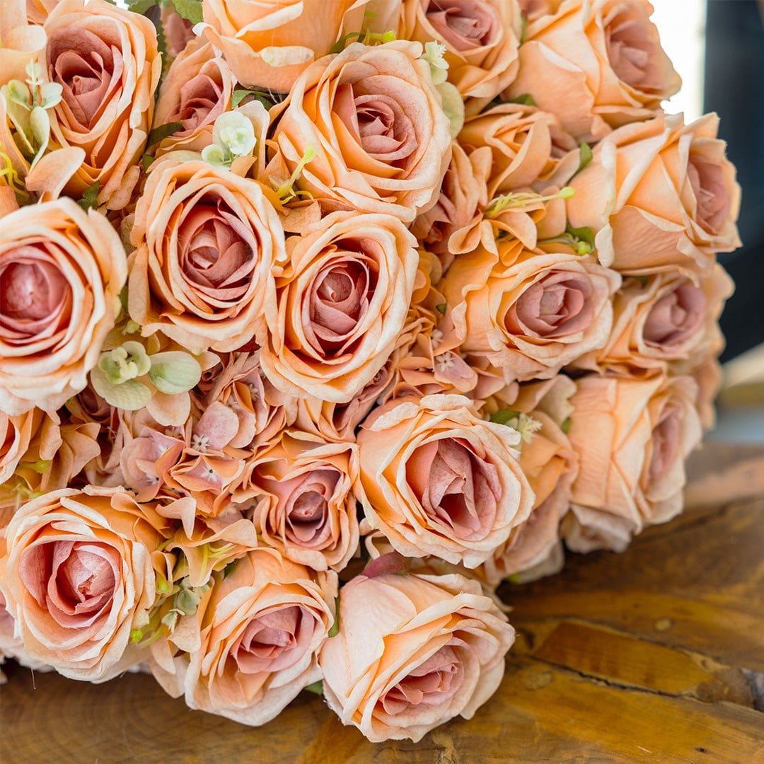 Yapay Gül Lilyum Ortanca Demet 49 cm Somon