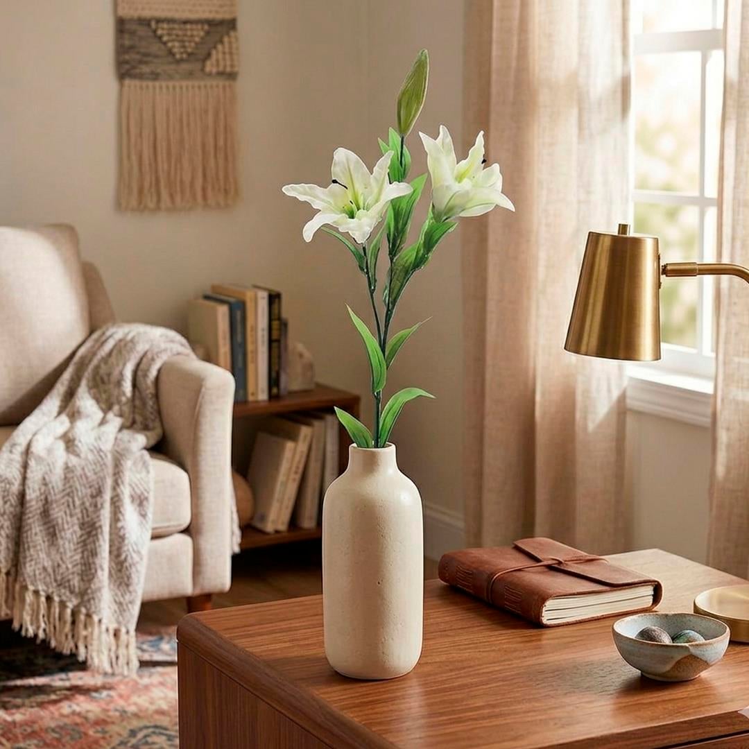 Yapay Lilyum Dalı Beyaz 70 cm - Yapay Çiçek Dalları ve Demetleri