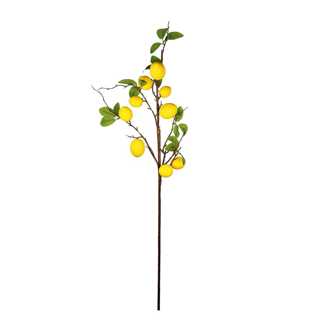 Yapay Limon Dalı Yapraklı Yeşil Sarı 90 cm - Yapay Ağaç Yaprakları