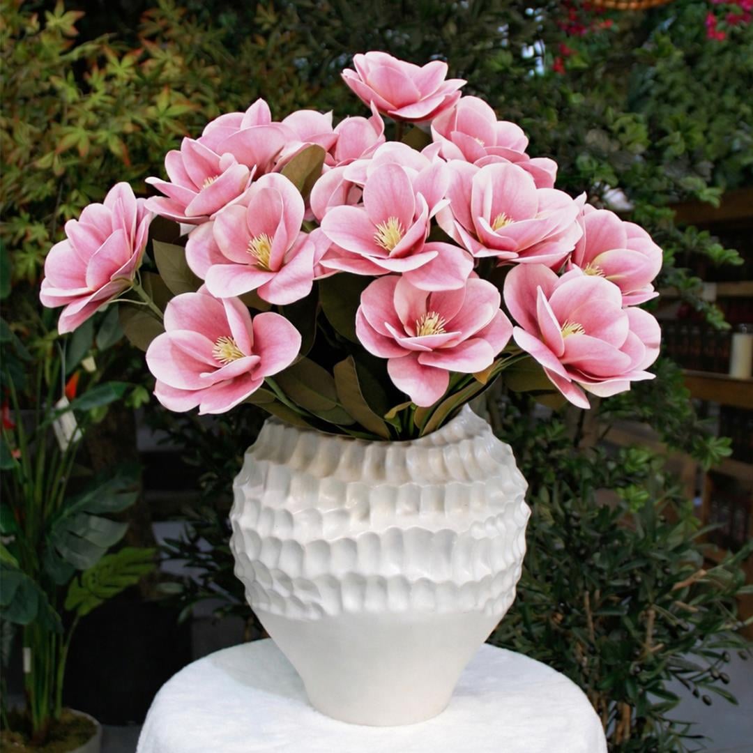 Yapay Manolya Demeti Islak Dokulu Pembe 45 cm - Yapay Çiçek Dalları ve Demetleri