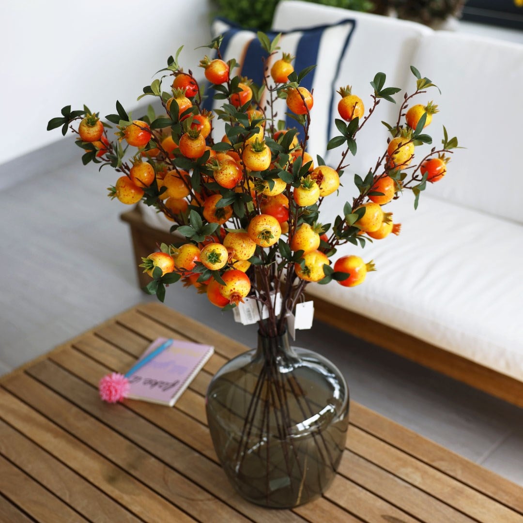 Yapay Nar Dalı Sarı Turuncu 90 cm - Yapay Ağaç Yaprakları