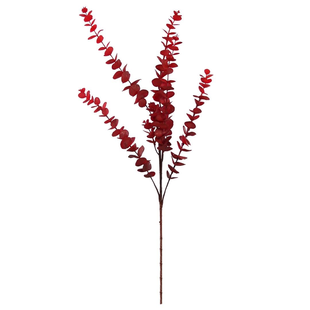 Yapay Okaliptus Demeti Kırmızı 90 cm - Yapay Çiçek Dalları ve Demetleri