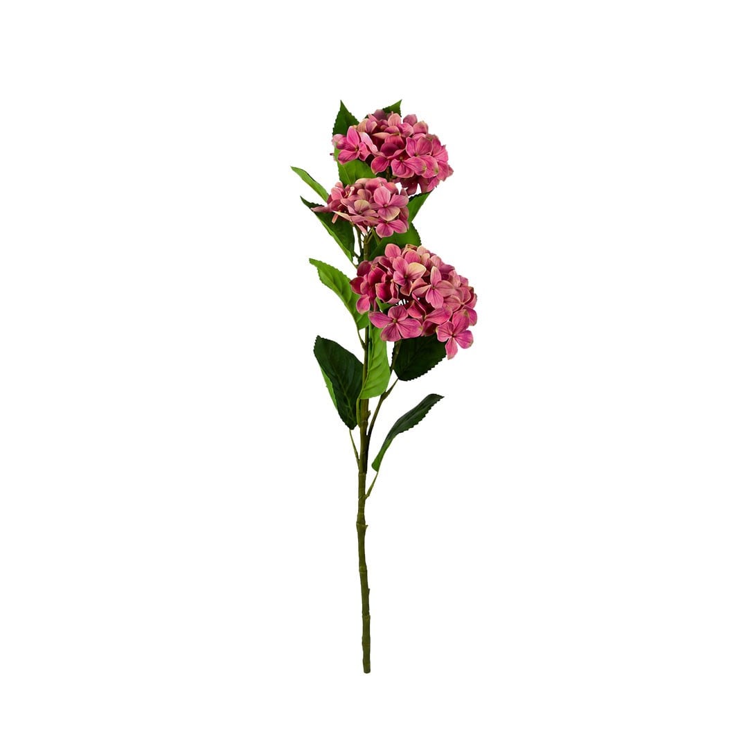 Yapay Ortanca Dal 3 Kafa Yapraklı Pembe 80 cm - Yapay Çiçek Dalları ve Demetleri