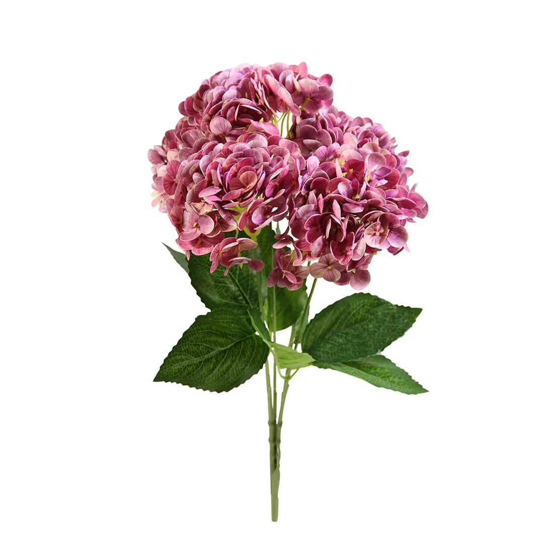 Yapay Ortanca Demeti Islak Dokulu Koyu Pembe 43 cm - Yapay Çiçek Dalları ve Demetleri