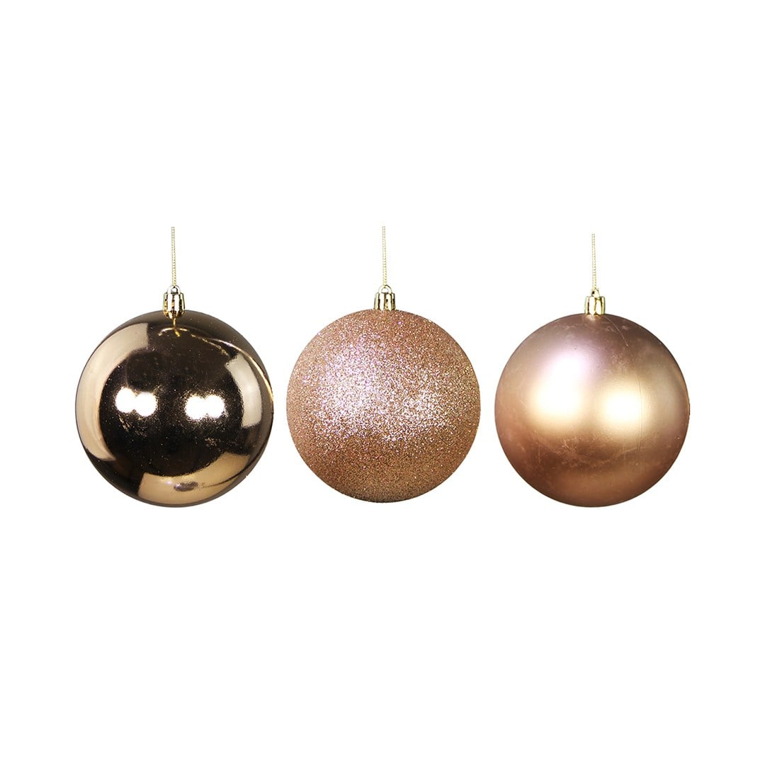 Yılbaşı Ağaç Topu 3 Adet Bronz 10 cm - Yılbaşı Topları