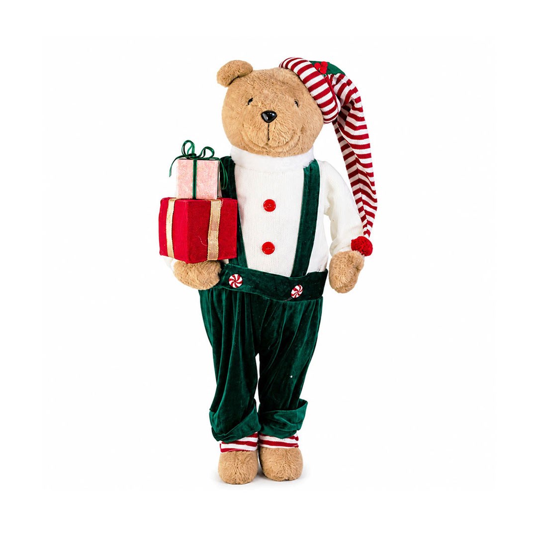 Yılbaşı Beyaz Kazaklı Hediye Paketli Ayı 80 cm - Kategorisiz