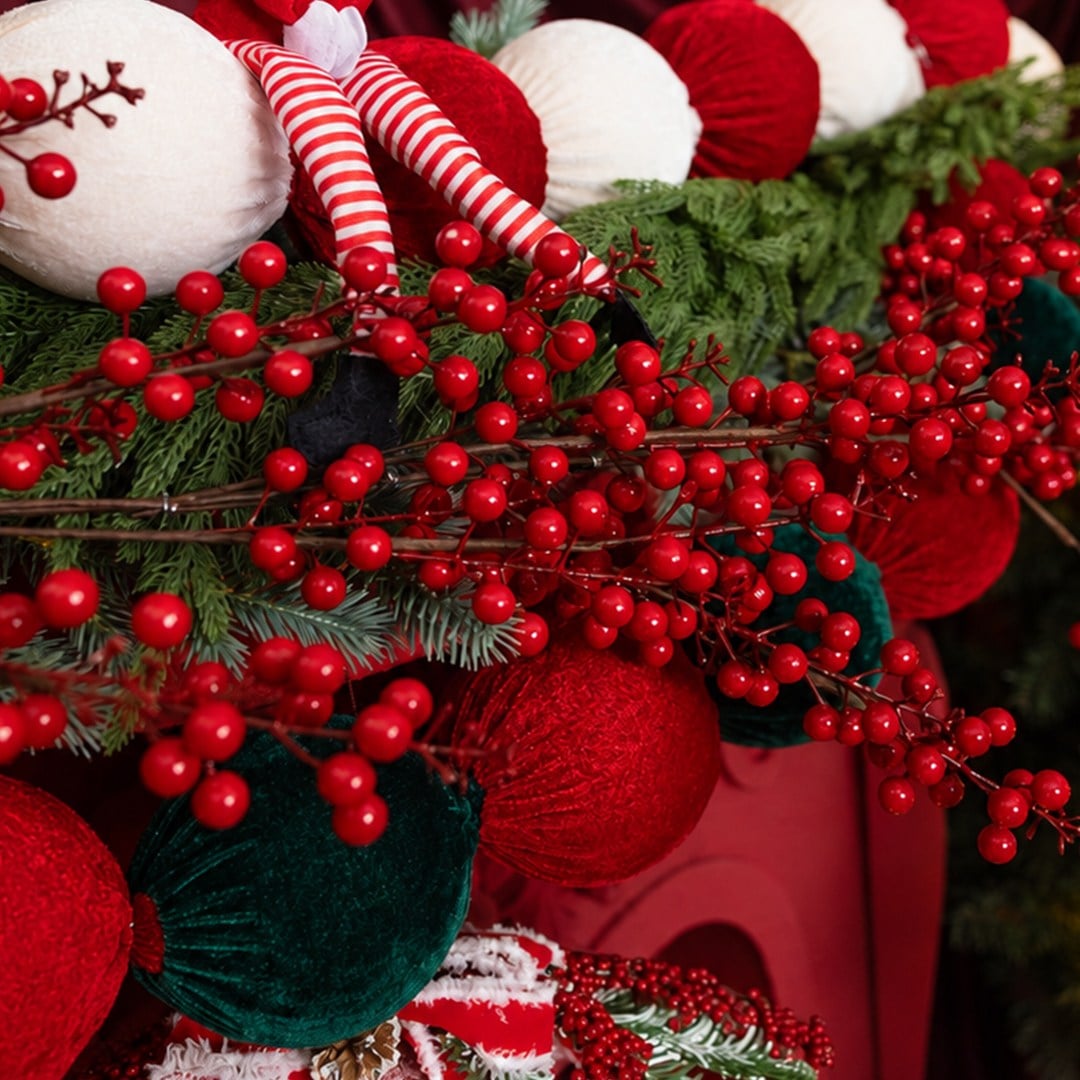 Yılbaşı Garland Mini Berry Kırmızı 190 cm - Çam Ağacı ve Garland