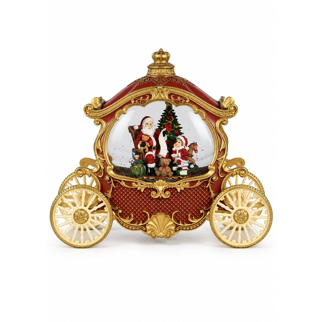 Yılbaşı Kar Küresi At Arabalı Noel Baba Model 20 cm - Kategorisiz