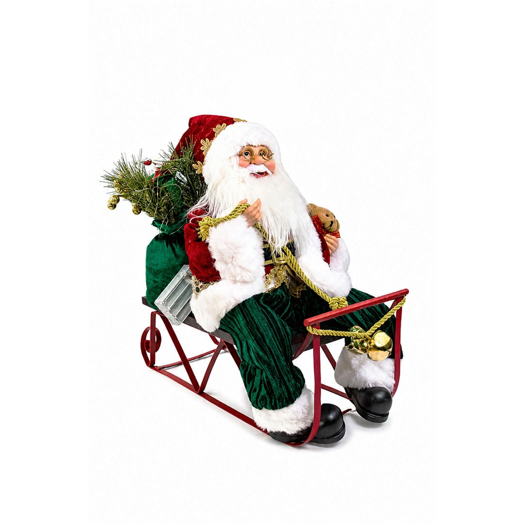 Yılbaşı Kızaklı Lüks Noel Baba 60x40 cm - Kategorisiz