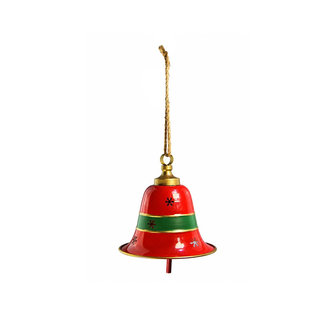 Yılbaşı Metal Çan Ağaç ve Kapı Süsü Kırmızı Yeşil 25 cm - Kategorisiz