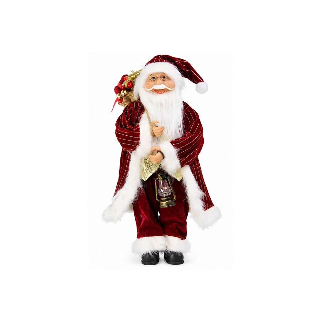 Yılbaşı Noel Baba Kadife Altın Çizgili ve Kürk Detaylı Bordo45 cm - Kategorisiz