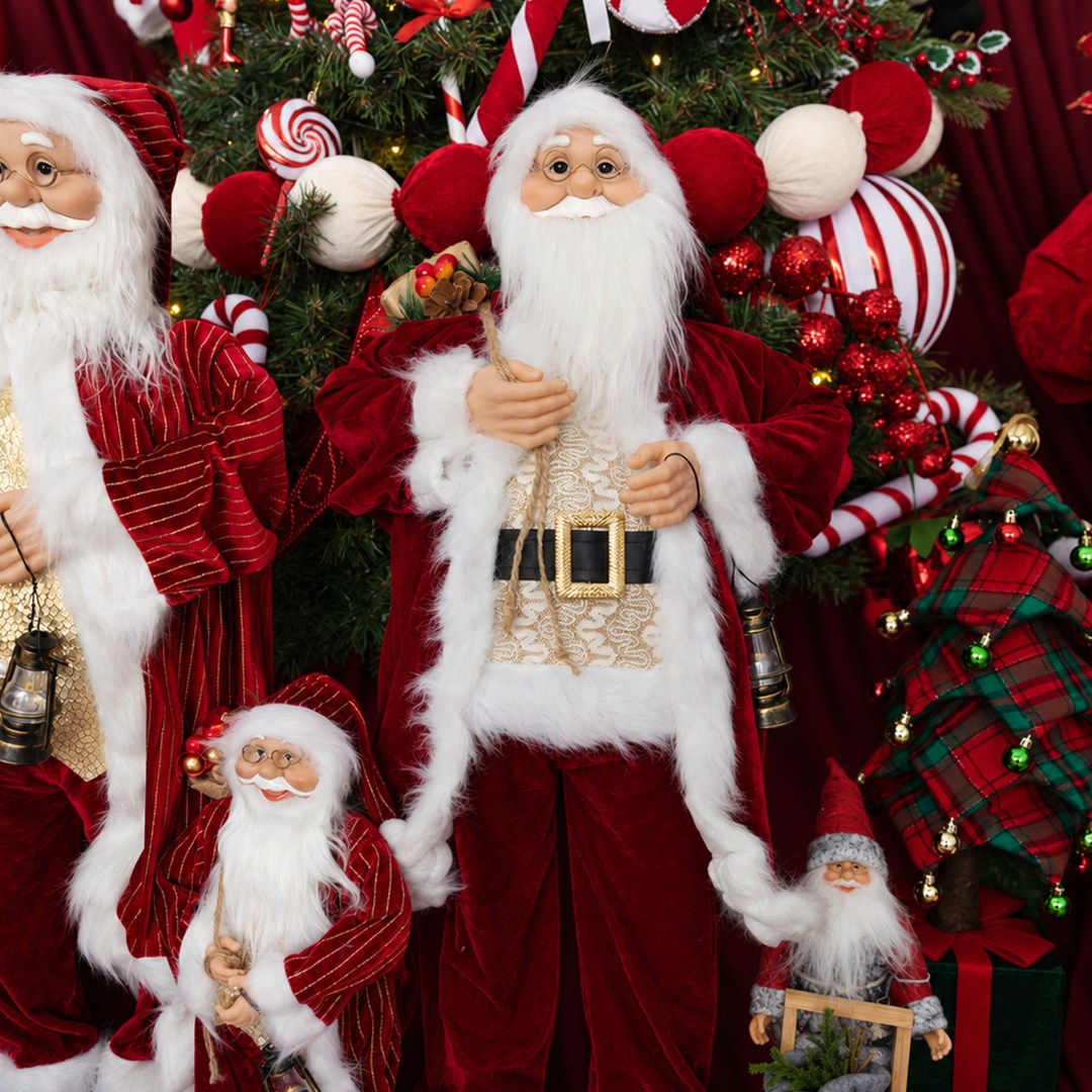 Yılbaşı Noel Baba Kadife Ceketli Bordo 90 cm