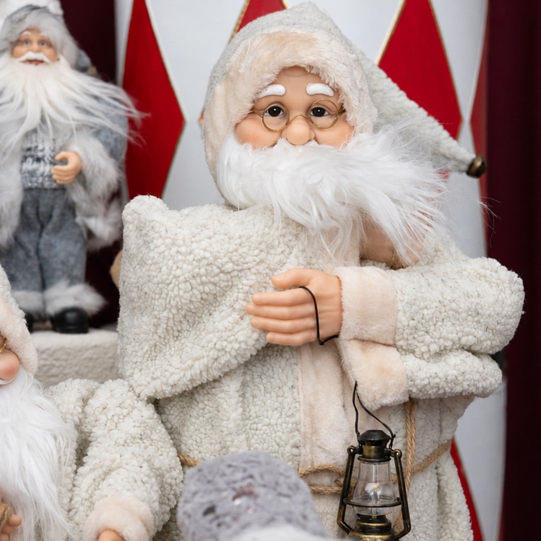 Yılbaşı Noel Baba Kürklü Bej 90 cm - Noel Baba ve Figürler