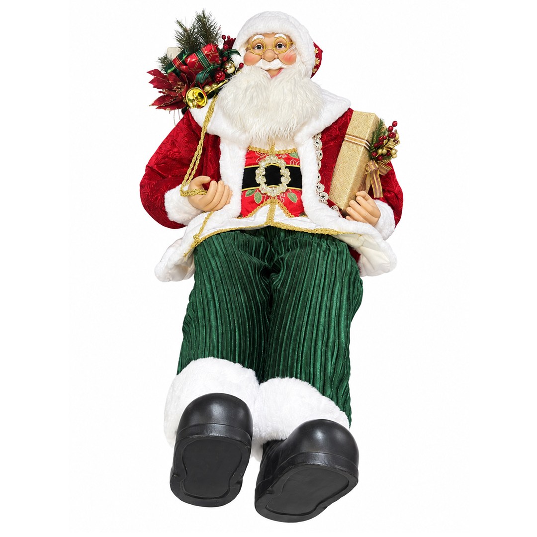 Yılbaşı Noel Baba Payetli Oturan Kırmızı 150 cm - Kategorisiz