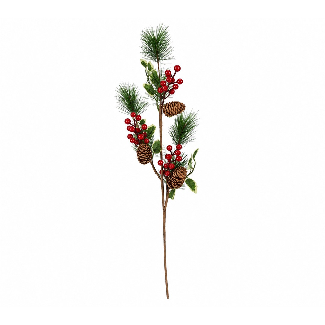 Yılbaşı Süsü Dal Berry Çam Yaprak Dal 70 cm - Yılbaşı Yapay Çiçekleri