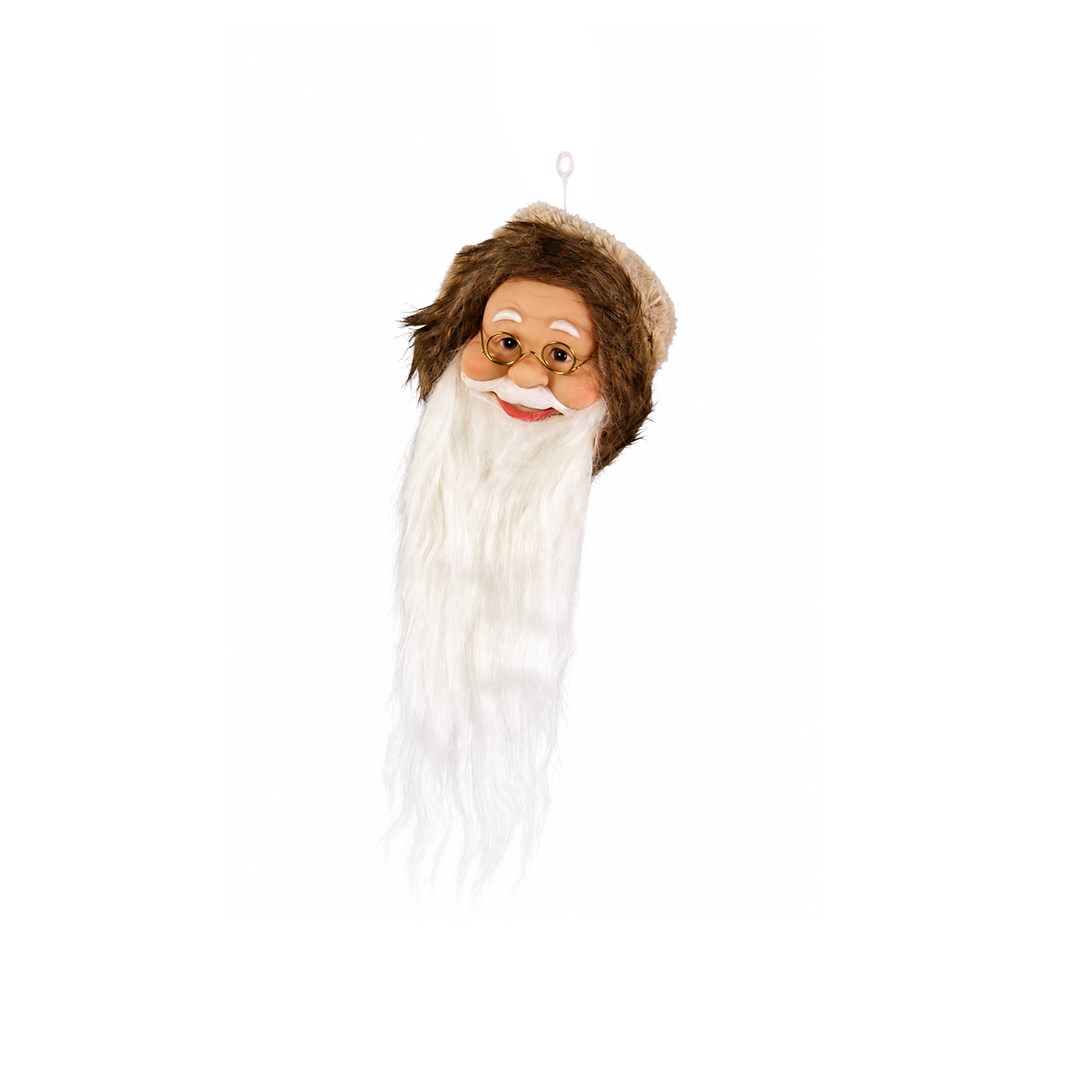 Yılbaşı Süsü Mini Kürk Şapkalı Noel Baba Kafası Kahverengi 25 cm - Kategorisiz