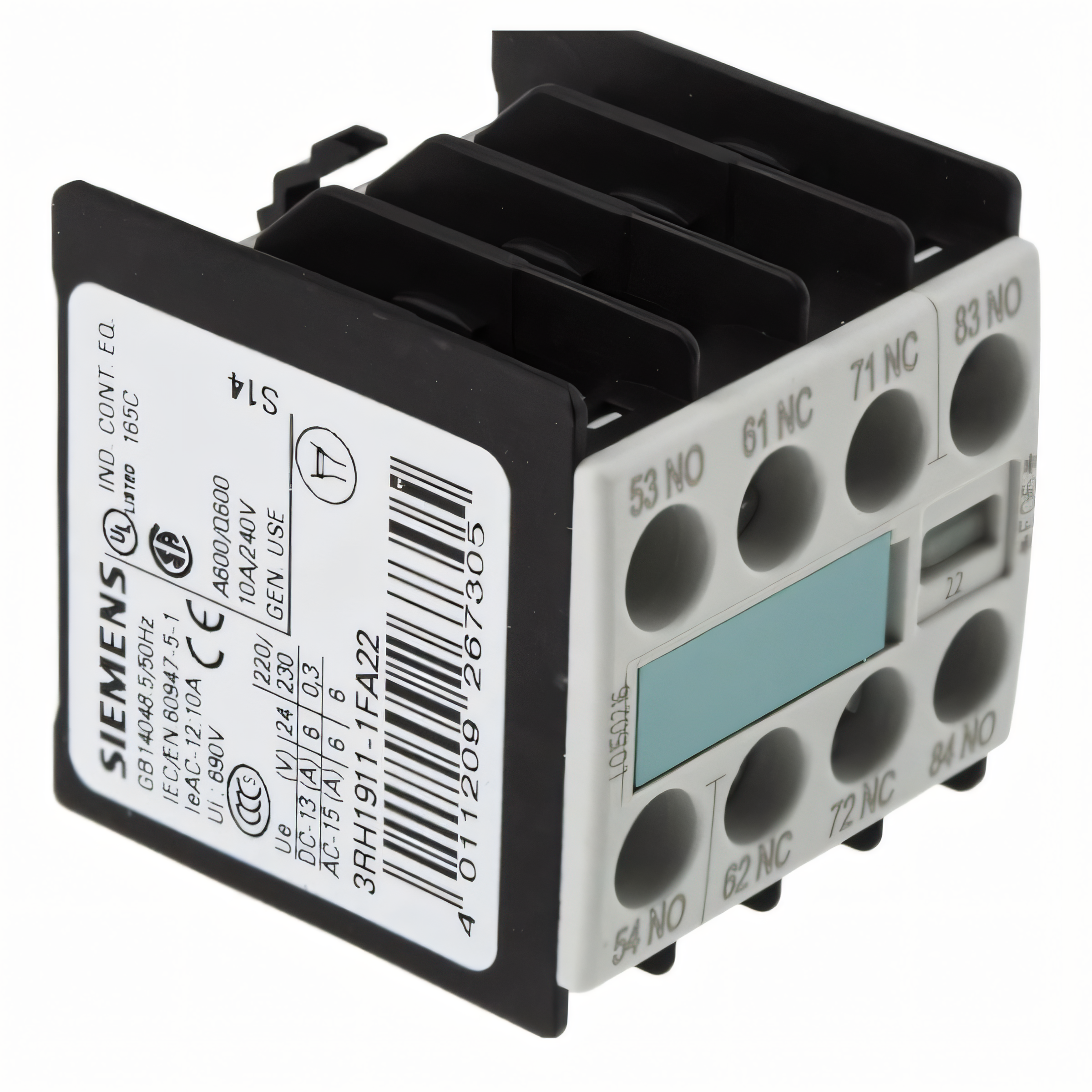SIEMENS 3RH1911-1FA22 AUXILIARY CONTACT BLOCK 2 NO + 2 NC