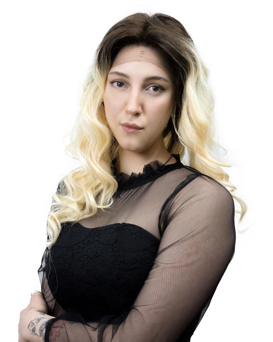 Dancia Full Tül Kadın Medikal Peruk Platin Ombreli