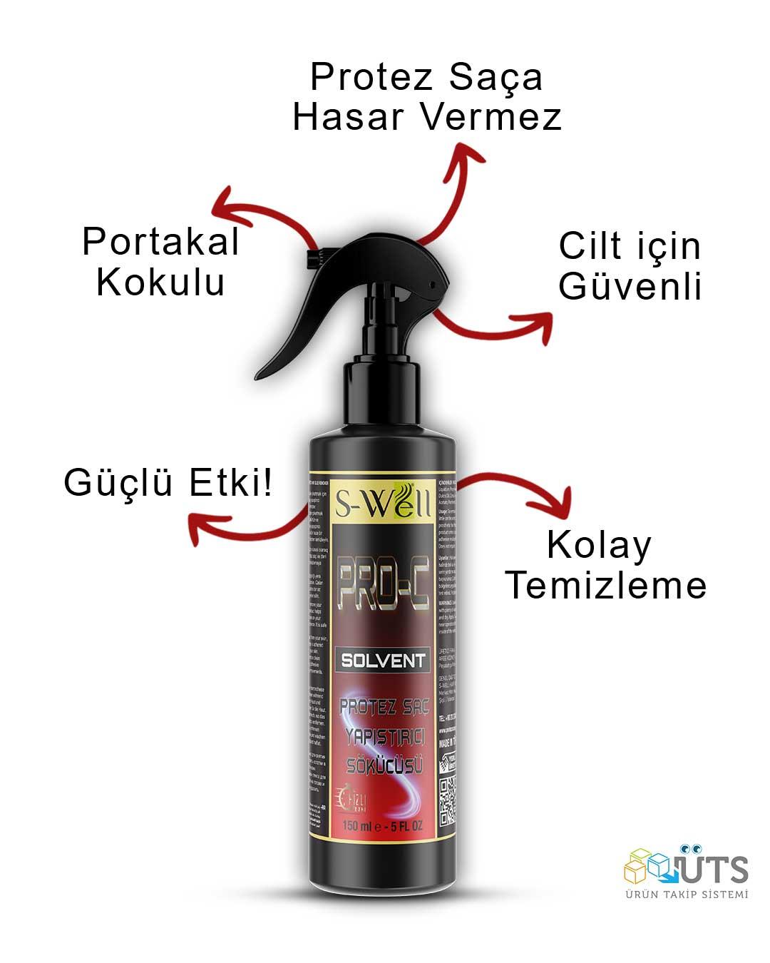 S-Well PRO-C Solvent Protez Saç Bant Sökücüsü 5 FL OZ (150 ML)