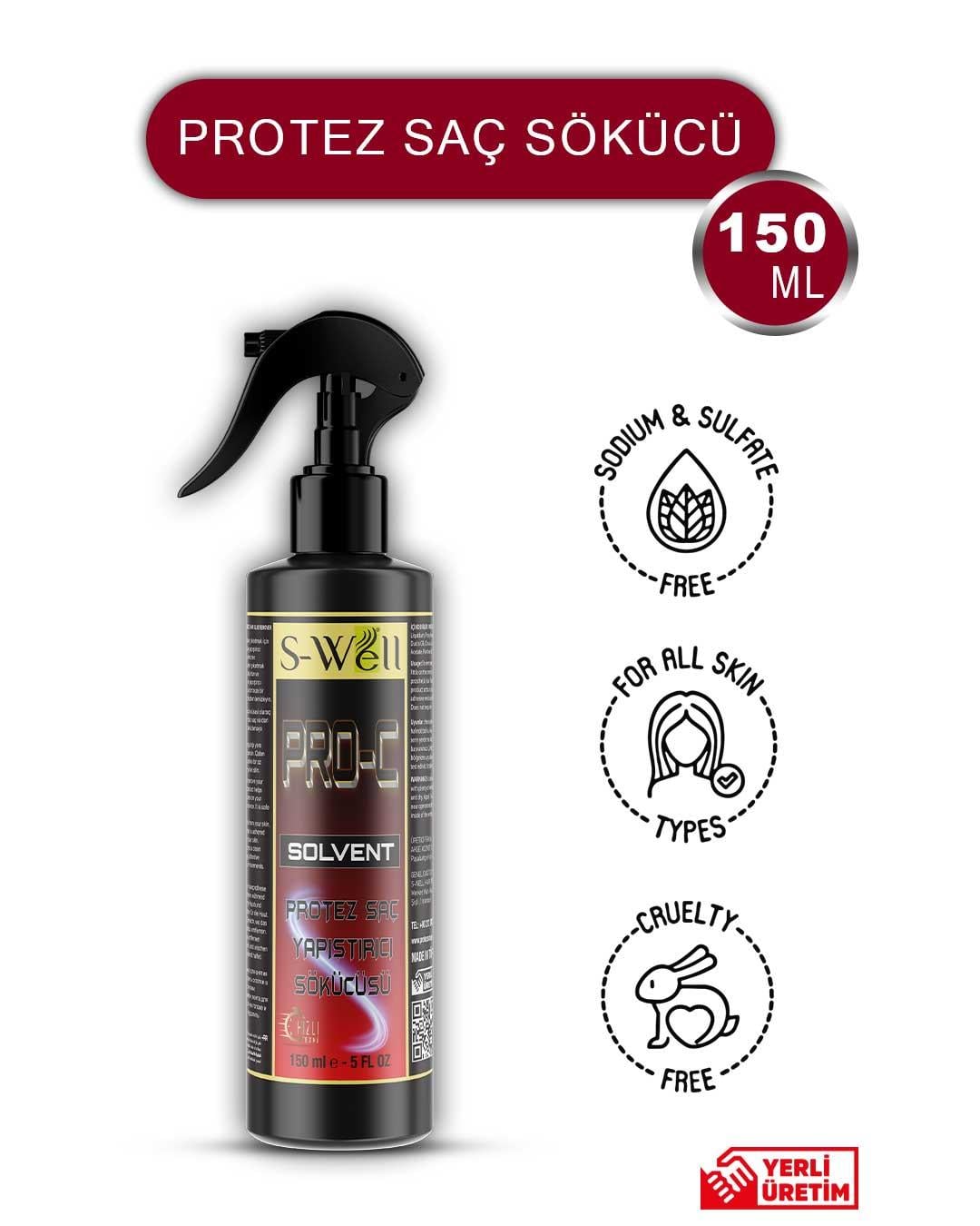 S-Well PRO-C Solvent Protez Saç Bant Sökücüsü 5 FL OZ (150 ML)