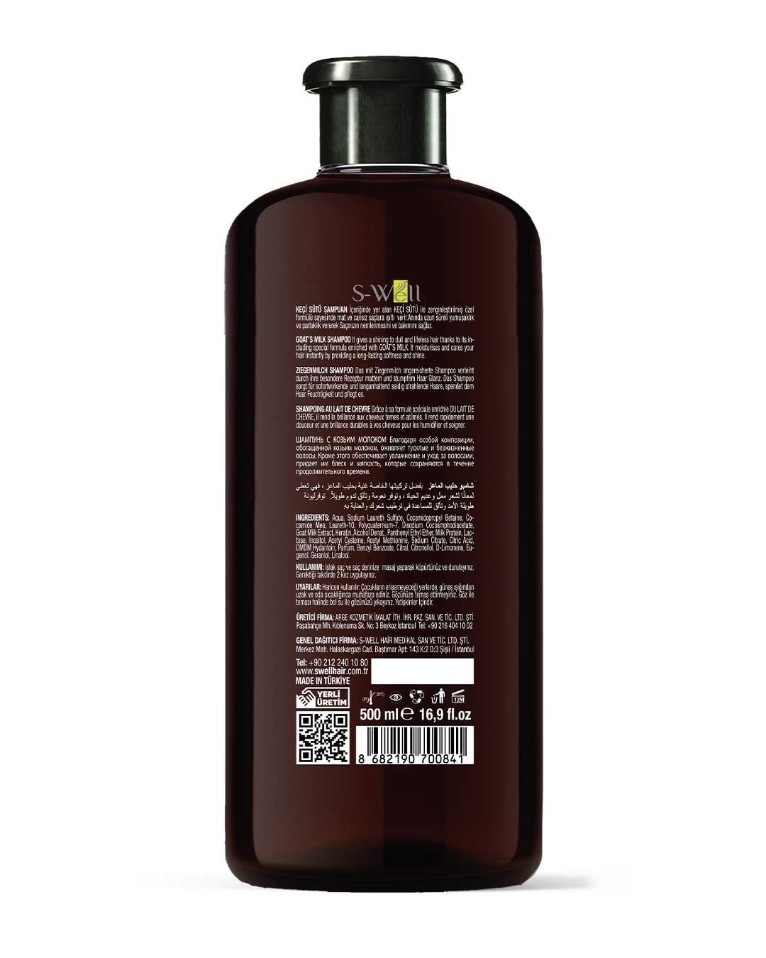 S-Well® Protez Saç ve Medikal Peruk için Keçi Sütlü Derinlemesine Temizleyici ve Bakım Şampuanı 500 ml