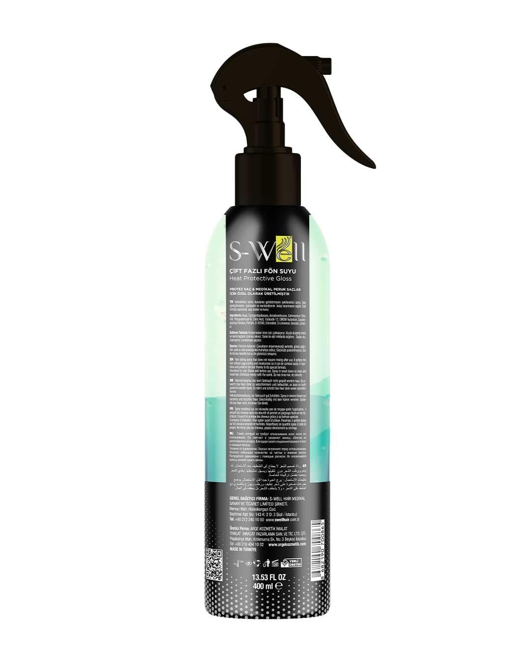 S-Well® | Protez Saç ve Medikal Peruklara özel Çift Fazlı Mavi Fön Suyu 400 ml