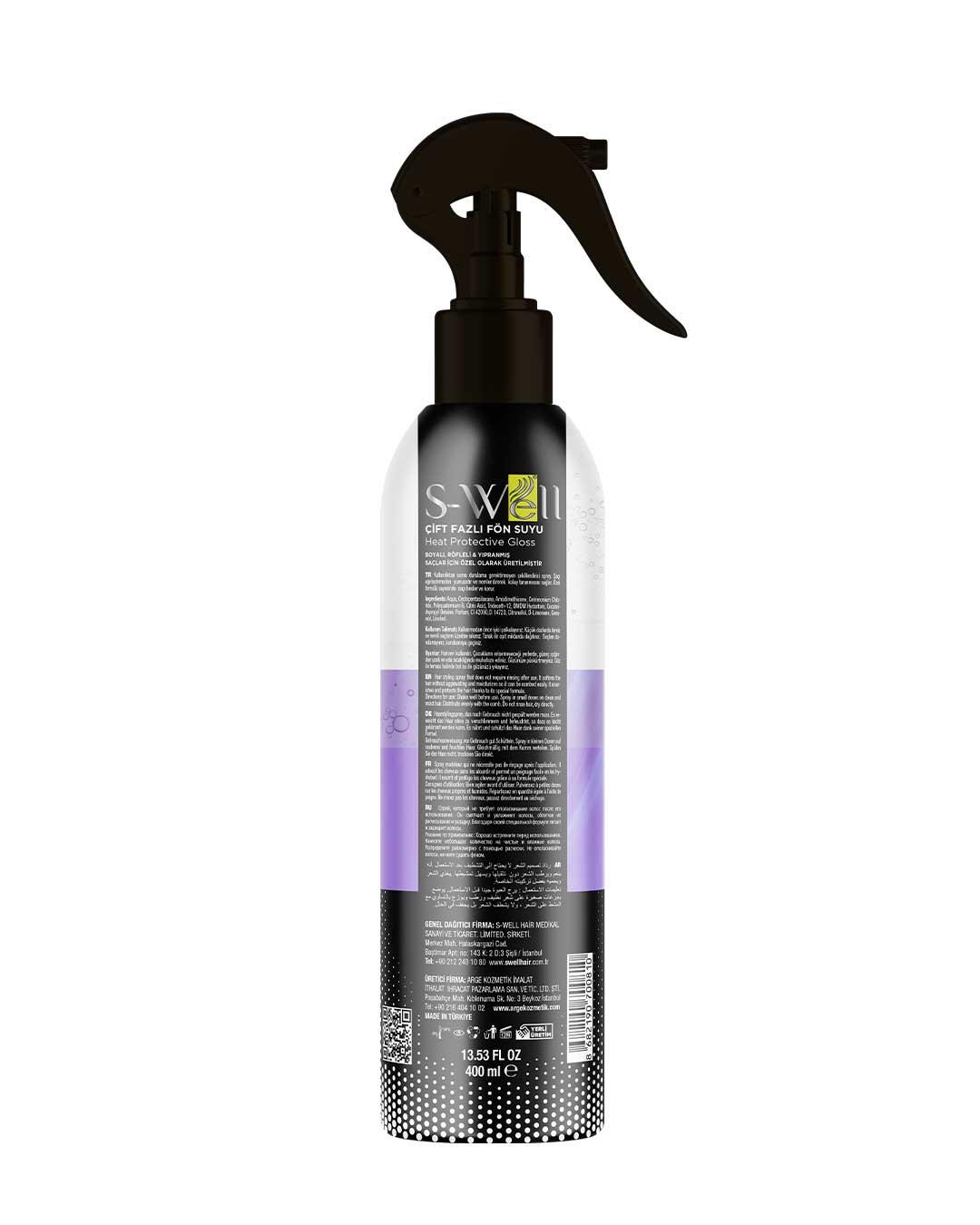 S-Well® | Protez Saç ve Medikal Peruklara özel Çift Fazlı Mor Fön Suyu 400 ml