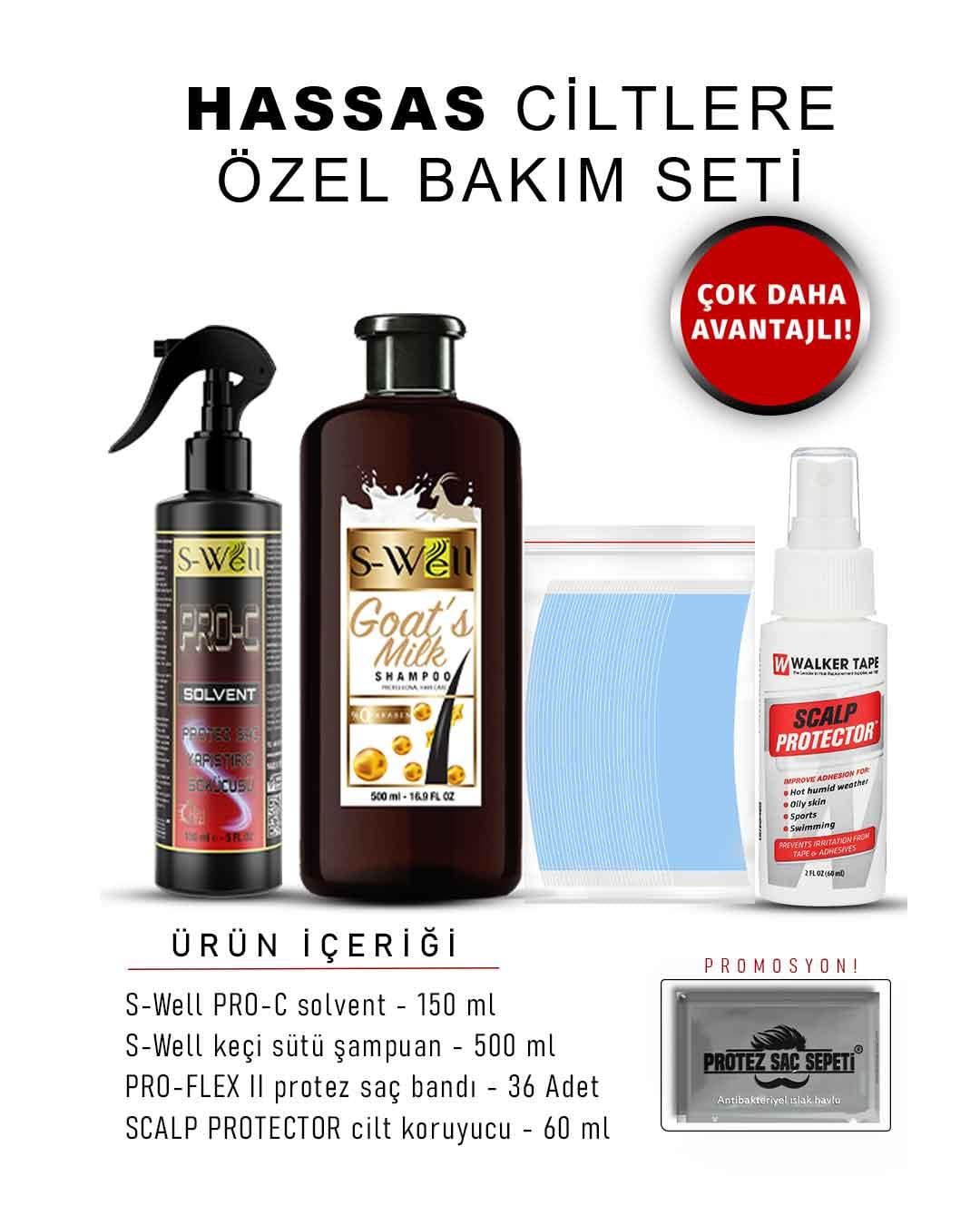 Protez Saç Bakım Seti | Hassas Cilt Koruma & Bakım (4lü Set)