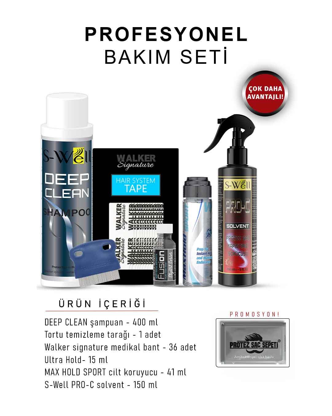 Protez Saç Bakım Seti | Profesyonel Hijyen & Sabitleme (6lı Set)