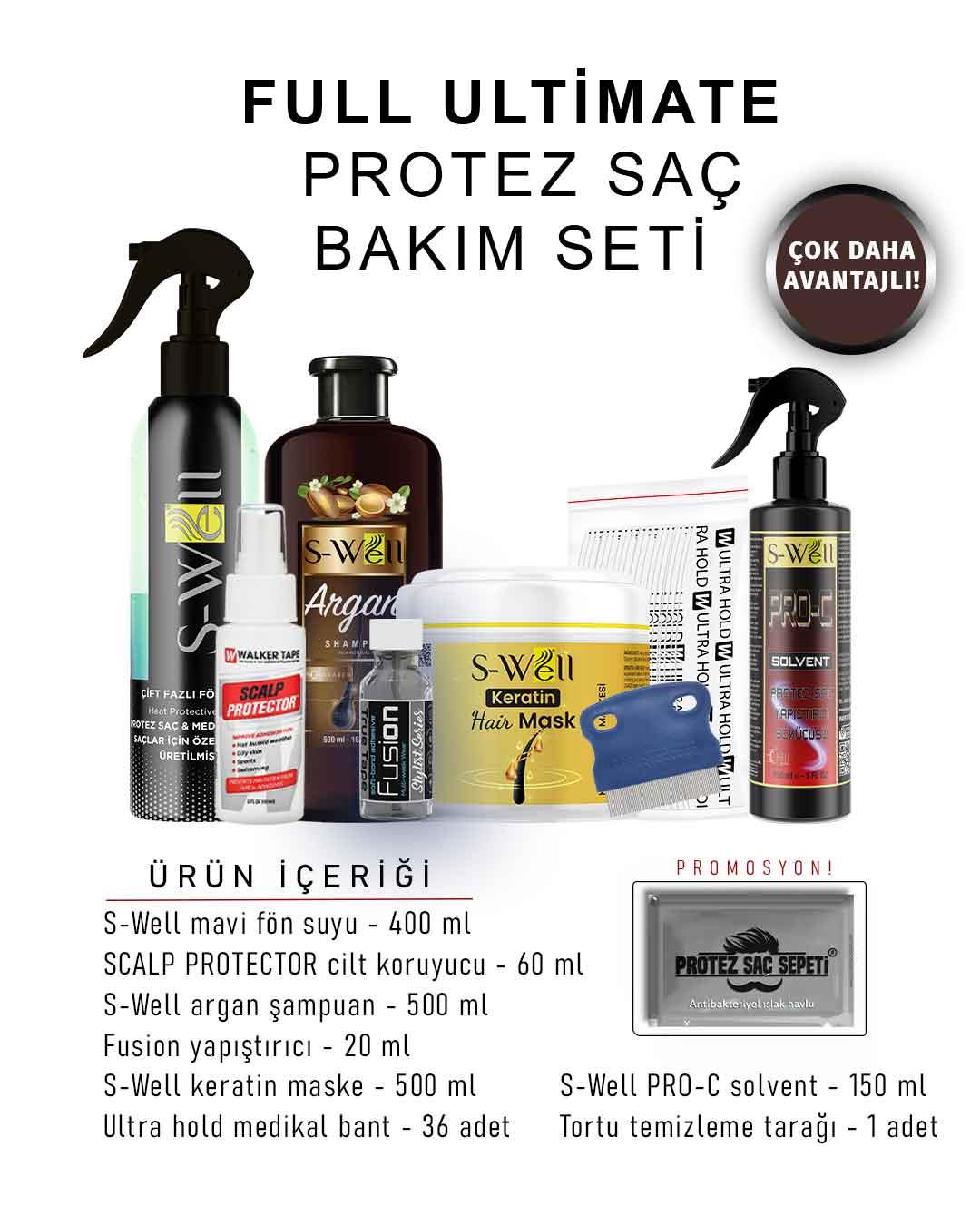 Protez Saç Bakım Seti | Full Ultimate Bakım & Onarım (8li Set)