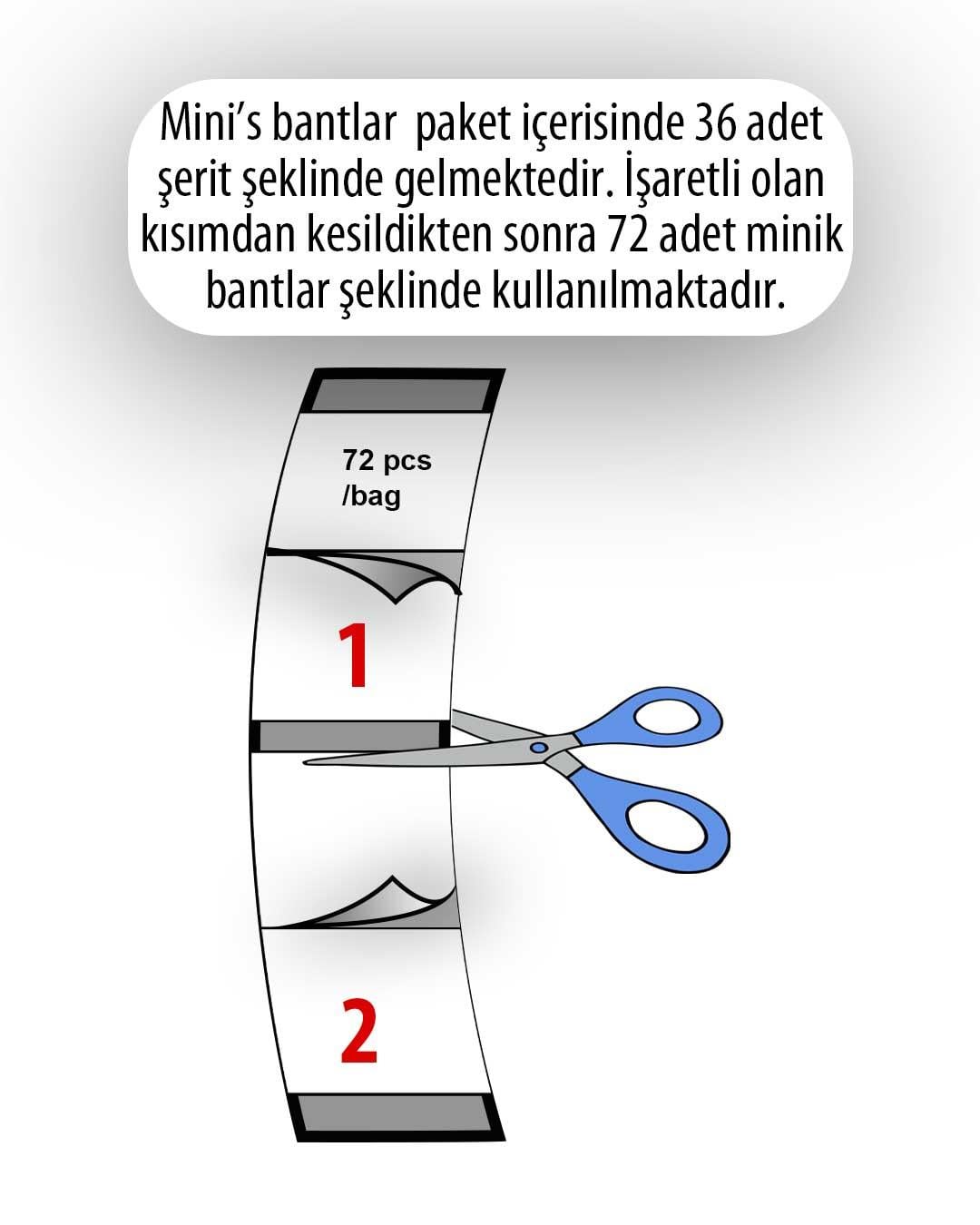 Walker Tape Sensi Tak™ Minis Protez Saç Bandı Oval (2,0cm x 7,5cm) 72 Adet