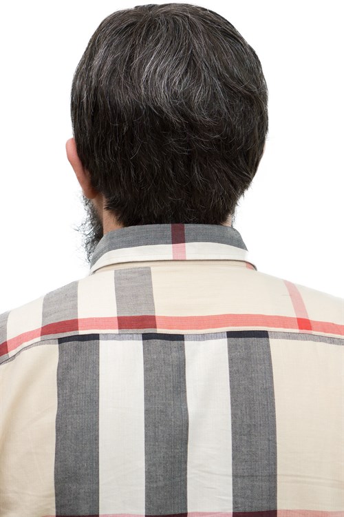 Erkek Protez Tül Peruk Kestane %25 Beyazlı